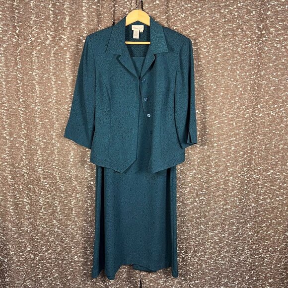 Coldwater‎ Creek Jacket with Dress Combo Set Teal Beautiful Design - Picture 1 of 8